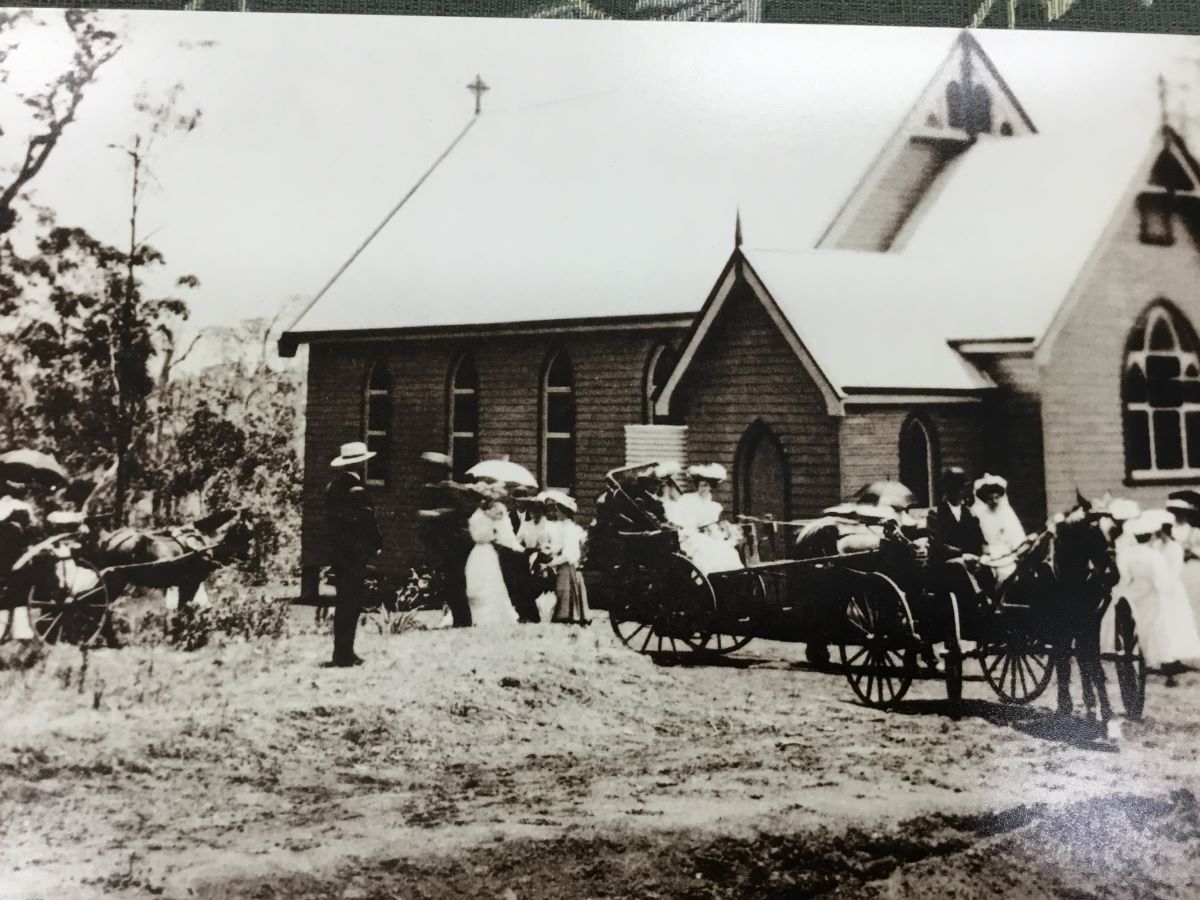 3 Wedding Exhibition Rishworth wedding party leaving Wollongbar church 1905