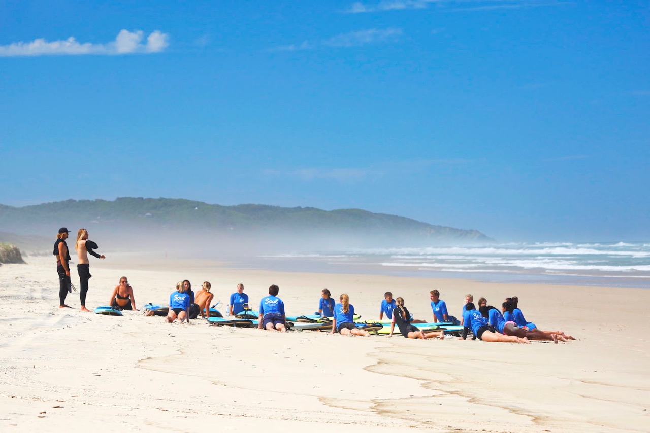 Surfers warming up