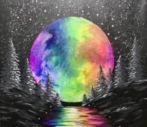 Paint Sip Rainbow Moon